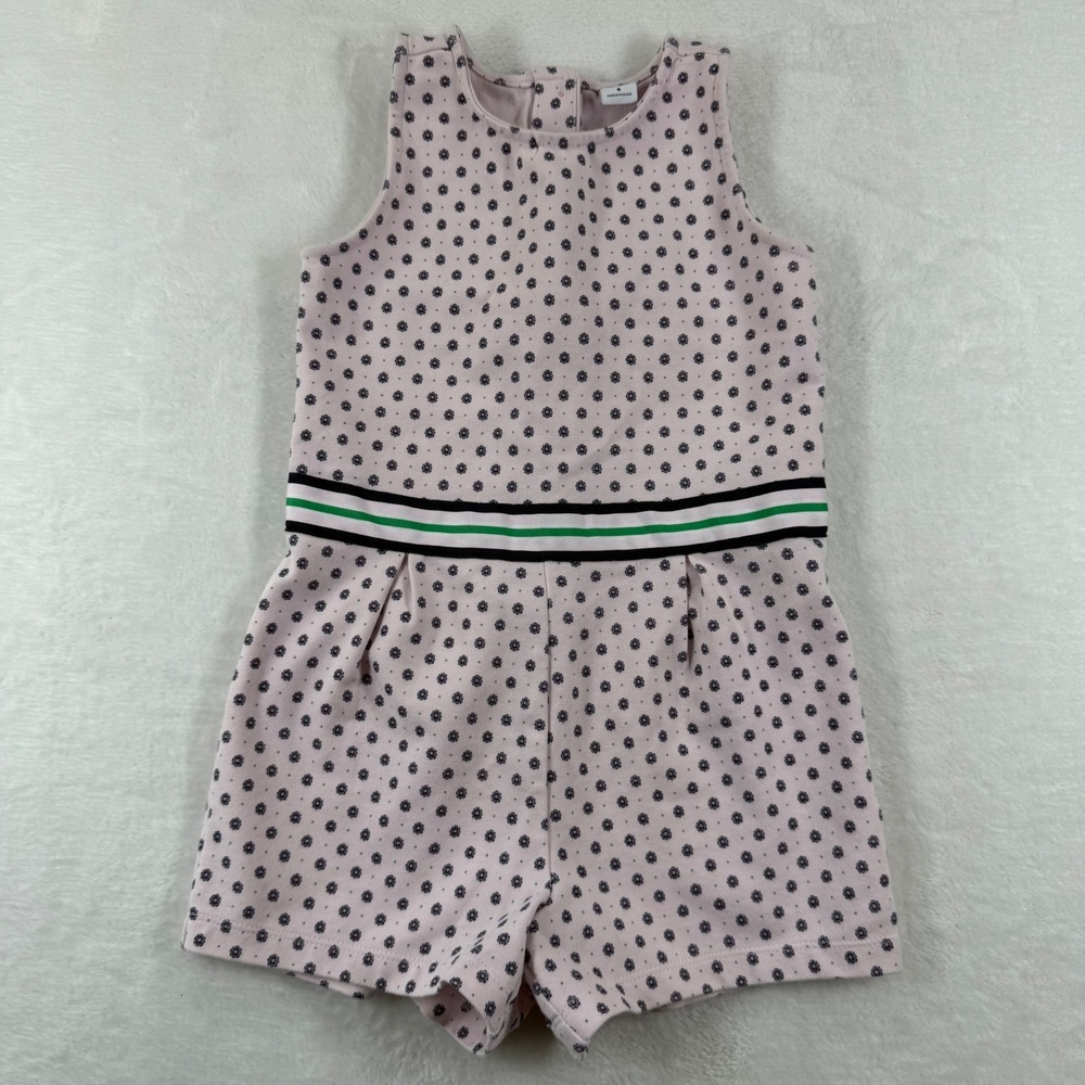 Janie and Jack Girls Pink Floral Bow Back Romper Size 5 Sleeveless One Piece